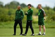 28 May 2019; Republic of Ireland manager Stephen Kenny, right with assistant Jim Crawford, left and Keith Andrews during a Republic of Ireland U21's training session at Johnstown House Hotel in Enfield, Co Meath. Photo by Eóin Noonan/Sportsfile