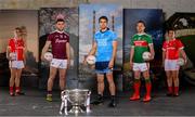 30 May 2019; In attendance at SuperValu GAA Sponsorship Launch 2019 at D-Light Studios in Dublin are, from left, Valerie Mulcahy of Cork, Damien Comer of Galway, Bernard Brogan of Dublin, Andy Moran of Mayo and Doireann O’Sullivan of Cork, with the Sam Maguire Cup. SuperValu today launched their 10th year as sponsor of the GAA Football All-Ireland Senior Championship. Joined by their GAA ambassadors Bernard Brogan, Andy Moran, Damien Comer, Doireann O’Sullivan and Valerie Mulcahy – SuperValu revealed that they will contribute over €2.6 million to the GAA and GAA Clubs across the country, this year. Throughout their 10-years as GAA sponsor, SuperValu has contributed over €18 million to aid the development of our national sport. Photo by Sam Barnes/Sportsfile