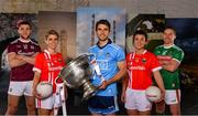 30 May 2019; In attendance at SuperValu GAA Sponsorship Launch 2019 at D-Light Studios in Dublin are, from left, Damien Comer of Galway, Valerie Mulcahy of Cork, Bernard Brogan of Dublin, Doireann O’Sullivan of Cork and Andy Moran of Mayo with the Sam Maguire Cup. SuperValu today launched their 10th year as sponsor of the GAA Football All-Ireland Senior Championship. Joined by their GAA ambassadors Bernard Brogan, Andy Moran, Damien Comer, Doireann O’Sullivan and Valerie Mulcahy – SuperValu revealed that they will contribute over €2.6 million to the GAA and GAA Clubs across the country, this year. Throughout their 10-years as GAA sponsor, SuperValu has contributed over €18 million to aid the development of our national sport. Photo by Sam Barnes/Sportsfile