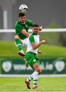 30 May 2019; John Egan of Republic of Ireland in action against Zachary Elbouzedi of Republic of Ireland U21's during the Friendly match between Republic of Ireland and Republic of Ireland U21's at the FAI National Training Centre in Dublin. Photo by Harry Murphy/Sportsfile