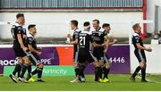 31 May 2019; Karl Sheppard of Cork City, second from right, celebrates after scoring his side's first goal during the SSE Airtricity League Premier Division match between St Patrick's Athletic and Cork City at Richmond Park in Dublin. Photo by Michael P Ryan/Sportsfile