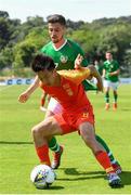 3 June 2019; Zach Elbouzedi of Ireland in action against Jiabao Wen of China during the 2019 Maurice Revello Toulon Tournament match between China and Republic of Ireland at Stade de Lattre de Tassigny in Aubagne, France. Photo by Alexandre Dimou/Sportsfile