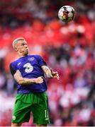 7 June 2019; James McClean of Republic of Ireland warms-up prior to the UEFA EURO2020 Qualifier Group D match between Denmark and Republic of Ireland at Telia Parken in Copenhagen, Denmark. Photo by Stephen McCarthy/Sportsfile