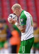 7 June 2019; James McClean of Republic of Ireland reacts during the UEFA EURO2020 Qualifier Group D match between Denmark and Republic of Ireland at Telia Parken in Copenhagen, Denmark. Photo by Stephen McCarthy/Sportsfile