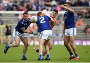 9 June 2019; Niall Grimley of Armagh in action against Jason McLoughlin, Oisin Kiernan and Killian Clarke of Cavan during the Ulster GAA Football Senior Championship Semi-Final Replay match between Cavan and Armagh at St Tiarnach's Park in Clones, Monaghan. Photo by Oliver McVeigh/Sportsfile