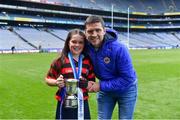 10 June 2019; Dublin hurler Conal Keaney with his daughter Kate Keaney after she won the Corn Bean Uí Phuirseil for St Colmcille's SNS Knocklyon against St Pius X GNS, Terenure, during the Allianz Cumann na mBunscol Finals 2019 at Croke Park in Dublin. Photo by Piaras Ó Mídheach/Sportsfile