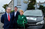 13 June 2019; The Olympic Federation of Ireland has announced that Bridgestone, the world’s number 1 tyre and rubber company, and Worldwide Olympic Partner, will support Team Ireland locally through a range of initiatives, starting this year and building next year ahead of the Olympic Games Tokyo 2020. As an initial step in their support, Bridgestone Ireland handed over a Toyota Proace Verso people carrier to Team Ireland for use in transporting athletes and team staff in the run up to the Tokyo games. For more information about the partnership, please visit www.bridgestone.eu. Pictured at the announcement are from left, Bridgestone Ireland Marketing Manager Colm Conyngham, Olympic Federation of Ireland CEO Peter Sherrard and Team Ireland race walker Kate Veale. Photo by Brendan Moran/Sportsfile