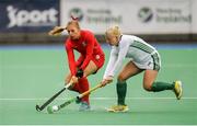 15 June 2019; Chloe Brown of Ireland in action against Katerina Jelinkova of Czech Republic during the FIH World Hockey Series semi-finals match between Ireland and Czech Republic at Banbridge Hockey Club in Banbridge, Down. Photo by Eóin Noonan/Sportsfile