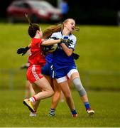 22 June 2019; Leah Connolly of Monaghan in action against Poppy Fox of Tyrone  during the Ladies Football All-Ireland U14 Gold Final 2019 match between Monaghan and Tyrone at St Aidan's GAA Club in Templeport, Cavan. Photo by Ray McManus/Sportsfile