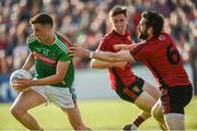 22 June 2019; Fionn McDonagh of Mayo in action against Kevin McKernan of Down  during the GAA Football All-Ireland Senior Championship Round 2 match between Down and Mayo at Pairc Esler in Newry, Down.  Photo by Oliver McVeigh/Sportsfile