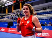 24 June 2019; Grainne Walsh of Ireland following her victory over Rosie Eccles of Great Britain during their Women’s Featherweight bout at Uruchie Sports Palace on Day 4 of the Minsk 2019 2nd European Games in Minsk, Belarus. Photo by Seb Daly/Sportsfile