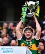 22 June 2019; Kerry captain Jack O'Connor lifts the cup after the Electric Ireland Munster GAA Football Minor Championship Final match between Cork and Kerry at Páirc Ui Chaoimh in Cork.  Photo by Brendan Moran/Sportsfile