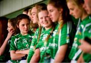 22 June 2019; Abbie Cullinane, 24, of Limerick with her team-mates as they await the trophy presentation following the Ladies Football All-Ireland U14 Silver Final 2019 match between Limerick and Tipperary at St Rynaghs in Banagher, Offaly. Photo by Ben McShane/Sportsfile