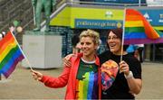 29 June 2019; Valerie Mulcahy, Cork, and Lindsay Peat, Dublin, in attendance, at Croke Park, Dublin, before setting off to join the Dublin Pride Parade 2019. Photo by Ray McManus/Sportsfile
