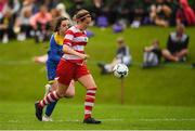 30 June 2019; Sadbh McGoldrick of Cork in action against Michaela Lawerence of South Tipperary during the Gaynor cup final at the Fota Island FAI Gaynor Tournament U15 Finals at UL Sports in the University of Limerick. Photo by Eóin Noonan/Sportsfile