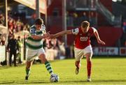 1 July 2019; Ronan Finn of Shamrock Rovers in action against Jamie Lennon of St Patrick's Athletic during the SSE Airtricity League Premier Division match between St Patrick's Athletic and Shamrock Rovers at Richmond Park in Dublin. Photo by Eóin Noonan/Sportsfile