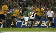 1 November 2003; Keith Wood, Ireland, makes a break against Australia. 2003 Rugby World Cup, Pool A, Ireland v Australia, Telstra Dome, Melbourne, Victoria, Australia. Picture credit; Brendan Moran / SPORTSFILE *EDI*