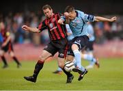 14 June 2013; Jack Memery, Shelbourne, in action against Dave Mulcahy, Bohemians. Airtricity League Premier Division, Bohemians v Shelbourne, Dalymount Park, Dublin. Photo by Sportsfile