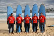 15 June 2013; British & Irish Lions, from left, Toby Faletau, Conor Murray, Rory Best, Justin Tipuric and Alex Cuthbert before a surfing lesson on Bondi Beach. British & Irish Lions Tour 2013, Surfing at Bondi Beach, Bondi Beach, Sydney, NSW, Australia. Picture credit: Stephen McCarthy / SPORTSFILE