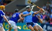 7 July 2019; Cian Boland of Dublin in action against Laois players, from left, Pádraig Delaney, John Lennon, and Ryan Mullaney during the GAA Hurling All-Ireland Senior Championship preliminary round quarter-final match between Laois and Dublin at O’Moore Park in Portlaoise, Laois. Photo by Piaras Ó Mídheach/Sportsfile