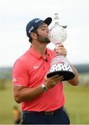 7 July 2019; Jon Rahm of Spain celebrates with the trophy following day four of the 2019 Dubai Duty Free Irish Open at Lahinch Golf Club in Lahinch, Clare. Photo by Ramsey Cardy/Sportsfile