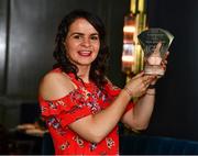 10 July 2019; Geraldine McLaughlin of Donegal is pictured with The Croke Park / LGFA Player of the Month award for June at The Croke Park in Jones Road, Dublin. Geraldine was outstanding for Donegal in their march to a third successive TG4 Ulster Senior Championship title. En route to the provincial crown, the Termon player scored 2-4 against Tyrone, 0-14 in the semi-final victory over Cavan, and 2-4 in the Final win against Armagh. Photo by Ray McManus/Sportsfile