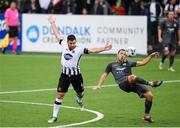 10 July 2019; Patrick Hoban of Dundalk in action against Kriss Kárklins of Riga during the UEFA Champions League First Qualifying Round 1st Leg match between Dundalk and Riga at Oriel Park in Dundalk, Co Louth. Photo by Eóin Noonan/Sportsfile