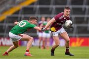 6 July 2019; Eamonn Brannigan of Galway is tackled by Fionn McDonagh of Mayo during the GAA Football All-Ireland Senior Championship Round 4 match between Galway and Mayo at the LIT Gaelic Grounds in Limerick. Photo by Brendan Moran/Sportsfile