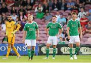 11 July 2019; Cork City players, from left, Mark McNulty, Conor McCormack, Dan Casey and Sean McLoughlin after their side concede their second goal during the UEFA Europa League First Qualifying Round 1st Leg match between Cork City and Progres Niederkorn at Turners Cross in Cork. Photo by Eóin Noonan/Sportsfile