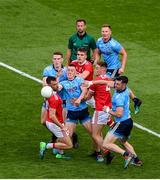 13 July 2019; Dublin players, left to right, Brian Fenton, Con O’Callaghan, Ciarán Kilkenny, and Michael Darragh Macauley in action against Cork players, left to right, Kevin O’Driscoll, Ian Maguire, and Kevin Flahive during the GAA Football All-Ireland Senior Championship Quarter-Final Group 2 Phase 1 match between Dublin and Cork at Croke Park in Dublin. Photo by Daire Brennan/Sportsfile