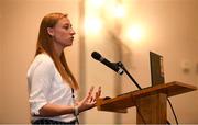 20 July 2019; Polly Bancroft, Business Development at UEFA, speaking during the FAI Women’s Football Annual Convention at Dunboyne Castle in Dunboyne, Co. Meath. Photo by Eóin Noonan/Sportsfile