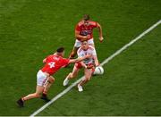 20 July 2019; Conor Meyler of Tyrone in action against Kevin Flahive, left, and Ian Maguire  of Cork during the GAA Football All-Ireland Senior Championship Quarter-Final Group 2 Phase 2 match between Cork and Tyrone at Croke Park in Dublin. Photo by Seb Daly/Sportsfile