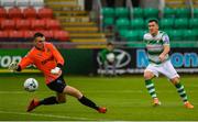 21 July 2019; Aaron Greene of Shamrock Rovers shoots to score his side's seventh goal past Gavin Sheridan of UCD during the SSE Airtricity League Premier Division match between Shamrock Rovers and UCD at Tallaght Stadium in Dublin. Photo by Seb Daly/Sportsfile