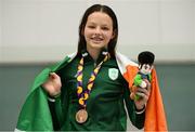 24 July 2019; Bronze medalist Molly Mayne of Ireland after the Girls 200m Breaststroke Final at the Baku Aquatic Palace during Day Three of the 2019 Summer European Youth Olympic Festival in Baku, Azerbaijan. Photo by Eóin Noonan/Sportsfile