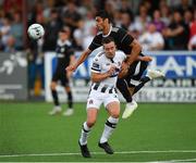 24 July 2019; Robbie Benson of Dundalk in action against Rahil Mammadov of Qarabag FK during the UEFA Champions League Second Qualifying Round 1st Leg match between Dundalk and Qarabag FK at Oriel Park in Dundalk, Louth. Photo by Seb Daly/Sportsfile