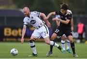 24 July 2019; Chris Shields of Dundalk in action against Abdullah Zoubir of Qarabag FK during the UEFA Champions League Second Qualifying Round 1st Leg match between Dundalk and Qarabag FK at Oriel Park in Dundalk, Louth. Photo by Ben McShane/Sportsfile