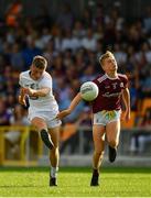 27 July 2019; Eoin Bagnall of Kildare in action against Cian Hernon of Galway during the Electric Ireland GAA Football All-Ireland Minor Championship Quarter-Final match between Kildare and Galway at Glennon Brothers Pearse Park in Longford. Photo by Seb Daly/Sportsfile