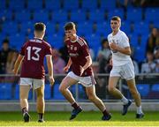 27 July 2019; Evan Nolan of Galway, centre, celebrates after kicking a point during the Electric Ireland GAA Football All-Ireland Minor Championship Quarter-Final match between Kildare and Galway at Glennon Brothers Pearse Park in Longford. Photo by Seb Daly/Sportsfile