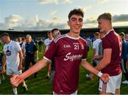27 July 2019; Mark Colleran of Galway celebrates following his side's victory during the Electric Ireland GAA Football All-Ireland Minor Championship Quarter-Final match between Kildare and Galway at Glennon Brothers Pearse Park in Longford. Photo by Seb Daly/Sportsfile