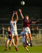 27 July 2019; Aaron Browne of Kildare in action against Jonathan McGrath of Galway during the Electric Ireland GAA Football All-Ireland Minor Championship Quarter-Final match between Kildare and Galway at Glennon Brothers Pearse Park in Longford. Photo by Seb Daly/Sportsfile