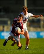 27 July 2019; Warren Seoige of Galway in action against PJ Cullen of Kildare during the Electric Ireland GAA Football All-Ireland Minor Championship Quarter-Final match between Kildare and Galway at Glennon Brothers Pearse Park in Longford. Photo by Seb Daly/Sportsfile