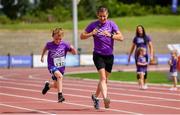 28 July 2019; Robert Heffernan with Rory McCormick competing in the 3km Family Run during the Athletics Ireland Festival of Running at Morton Stadium in Santry, Dublin. Photo by Sam Barnes/Sportsfile