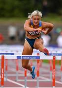 28 July 2019; Sarah Lavin of U.C.D. A.C., Co. Dublin, on her way to winning the Women's 100m Hurdles during day two of the Irish Life Health National Senior Track & Field Championships at Morton Stadium in Santry, Dublin. Photo by Sam Barnes/Sportsfile