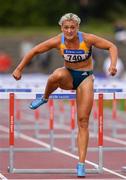 28 July 2019; Sarah Lavin of U.C.D. A.C., Co. Dublin, on her way to winning the Women's 100m Hurdles during day two of the Irish Life Health National Senior Track & Field Championships at Morton Stadium in Santry, Dublin. Photo by Sam Barnes/Sportsfile