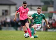 28 July 2019; Gary O'Neill of Shamrock Rovers in action against Kevin O'Connor of Cork City during the SSE Airtricity League Premier Division match between Cork City and Shamrock Rovers at Turners Cross in Cork. Photo by Ben McShane/Sportsfile