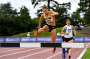 28 July 2019; Kerry Anne O'Flaherty of Newcastle & District A.C., Co. Down, competing in the Women's 3000m Steeple Chase during day two of the Irish Life Health National Senior Track & Field Championships at Morton Stadium in Santry, Dublin. Photo by Sam Barnes/Sportsfile
