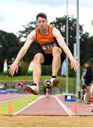 28 July 2019; Darragh Miniter of Nenagh Olympic A.C., Co. Tipperary, competing in the Men's Long Jump during day two of the Irish Life Health National Senior Track & Field Championships at Morton Stadium in Santry, Dublin. Photo by Harry Murphy/Sportsfile
