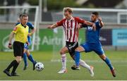 29 July 2019; Greg Sloggett of Derry City in action against Shane Duggan of Waterford United during the SSE Airtricity League Premier Division match between Derry City and Waterford at Ryan McBride Brandywell Stadium in Derry. Photo by Oliver McVeigh/Sportsfile