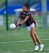 31 July 2019; Hannah McCorkindale Brown of St Colmcilles, Britain, in action against Europe Eagles in their Ladies Football Native Born Tournament game during the Renault GAA World Games 2019 Day 3 at WIT Arena, Carriganore, Co. Waterford.  Photo by Piaras Ó Mídheach/Sportsfile