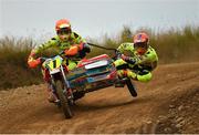 3 August 2019; Gary Moulds and his passenger Steve Kirwin during Round 5 of the Ulster Quadcross & Sidecarcross Championship at Seaforde Motocross Track in Seaforde, Down. Photo by Ramsey Cardy/Sportsfile